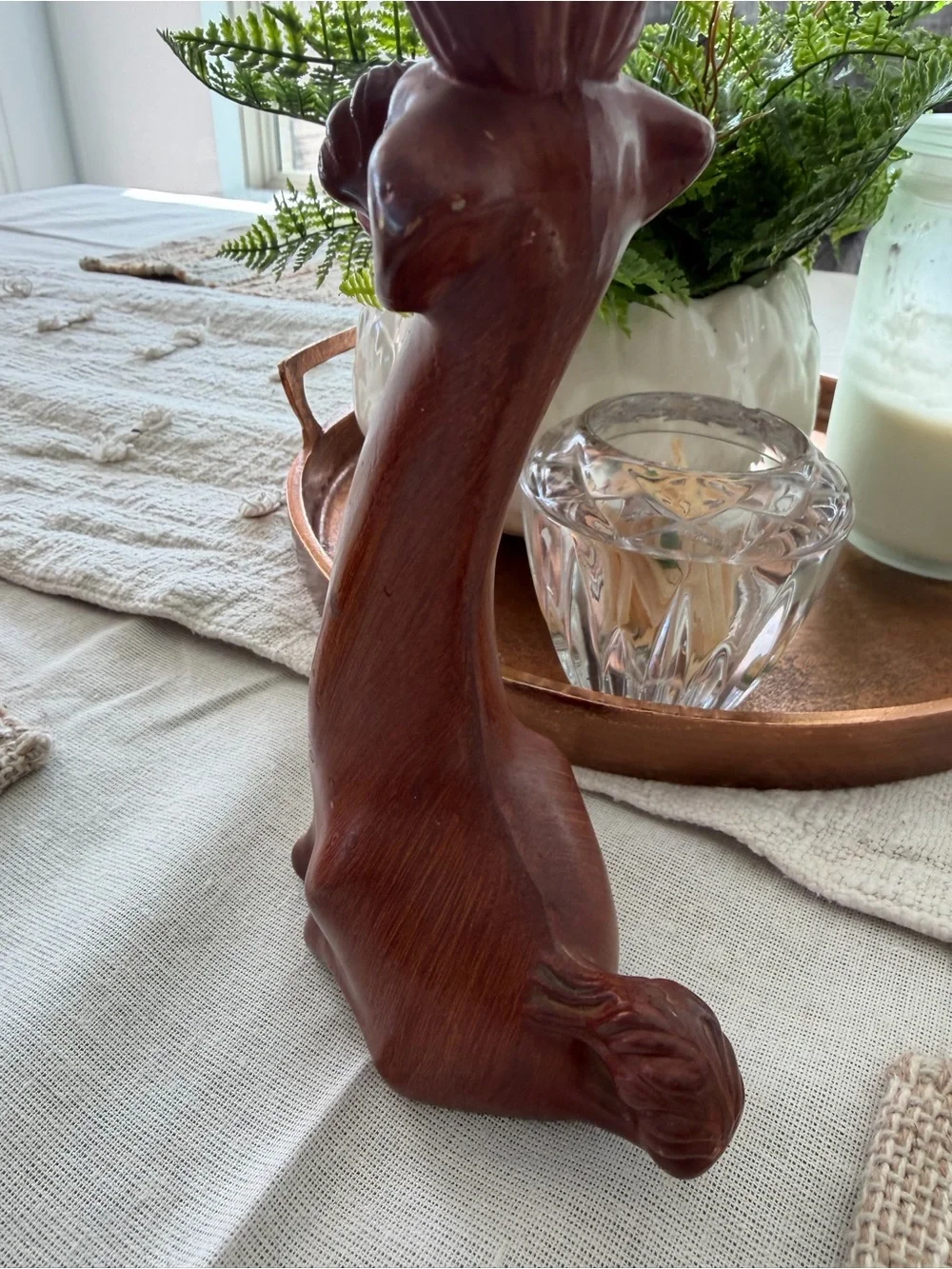 Vintage Handcrafted Brown Wooden poodleFigurine - Home Accents